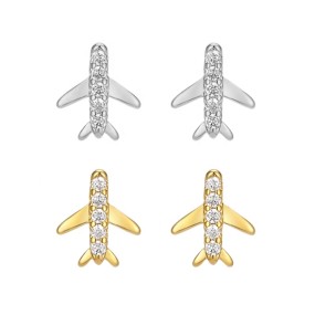 925 Sterling Silver Earrings Manufacturer - Airplane Cartilage Cubic Zirconia Cute
