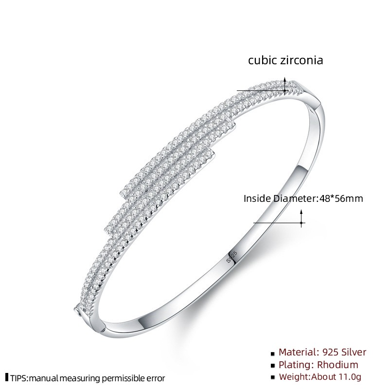 925 Sterling Silver Bangle Bracelet Supplier - Luxury Cubic Zircon Fine Jewelry Women