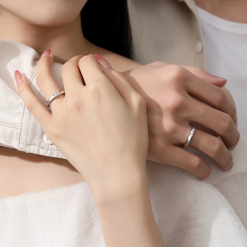 Silver Color Pair Rings Factory - Adjustable Couple Engagement Wedding Gift Wholesale