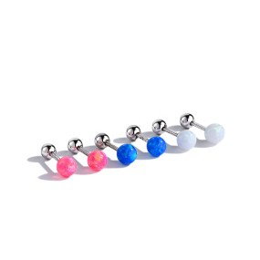 925 Sterling Silver Stud Earrings Supplier - Rhodium Plated Opal Ball Screw Back