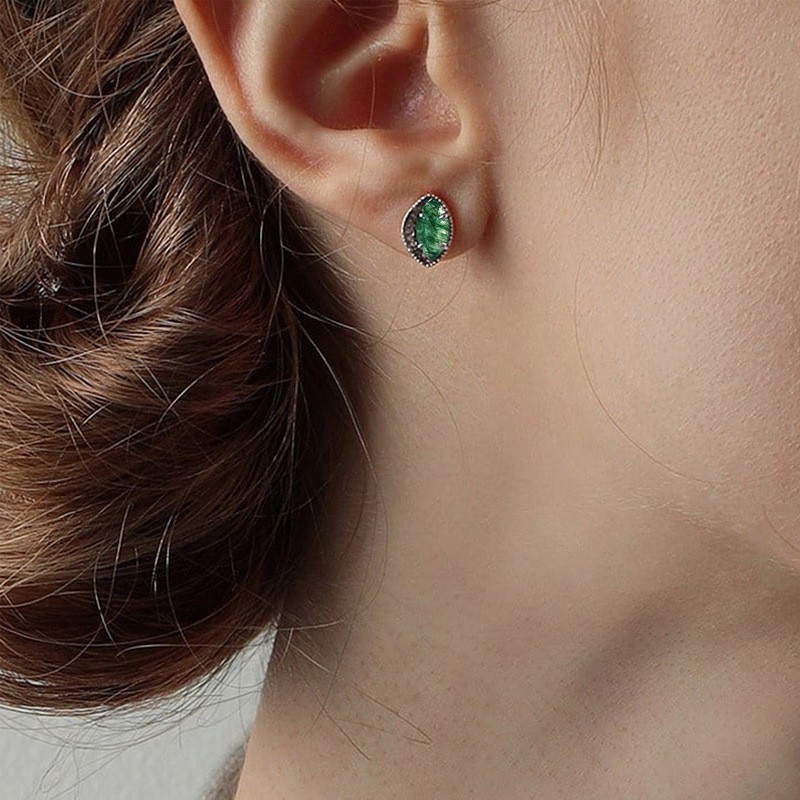 925 Sterling Silver Stud Earrings Supplier - Natural Moss Agate Teardrop Anniversary