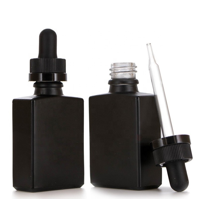 Pipette Bottle Supplier - 30ml Matte Black Childproof Square Cap