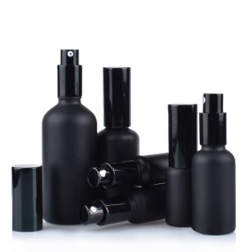 Perfume Bottle Factory - Matte Black Glass Portable Spray Pump