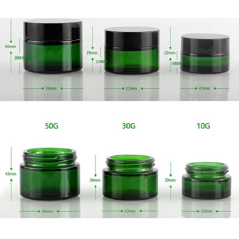 Glass Cosmetic Jar Supplier - Green Luxury White Liner Container