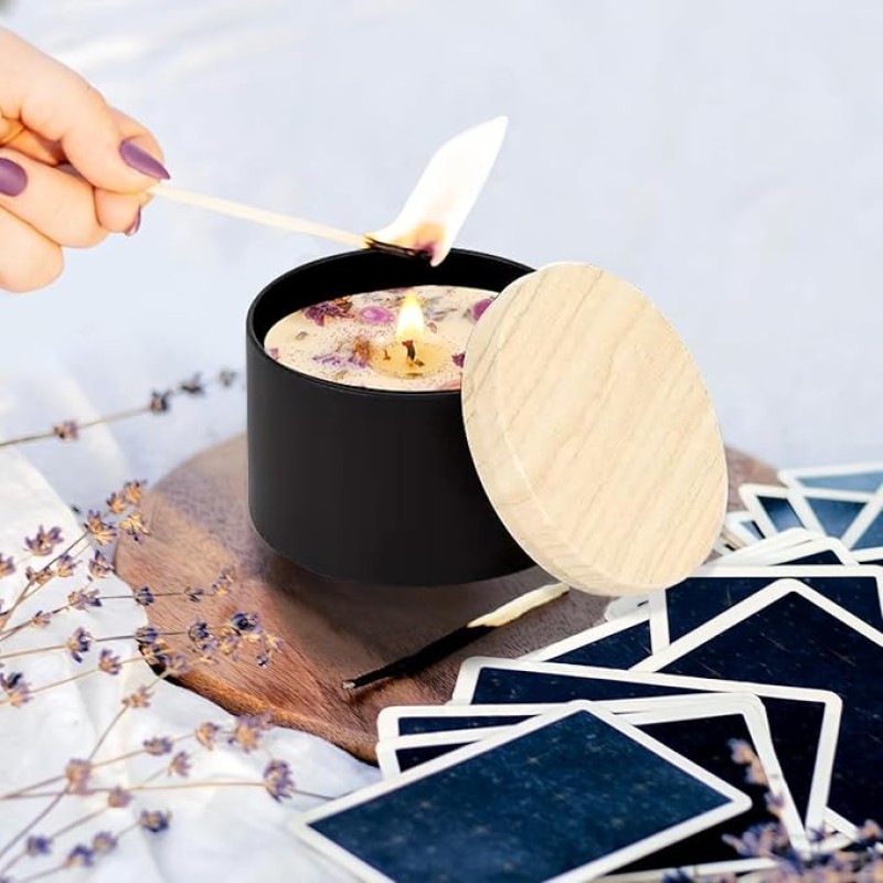 Metal Candle Tin Manufacturer - 4oz Matte Iron Wood Grain Lid