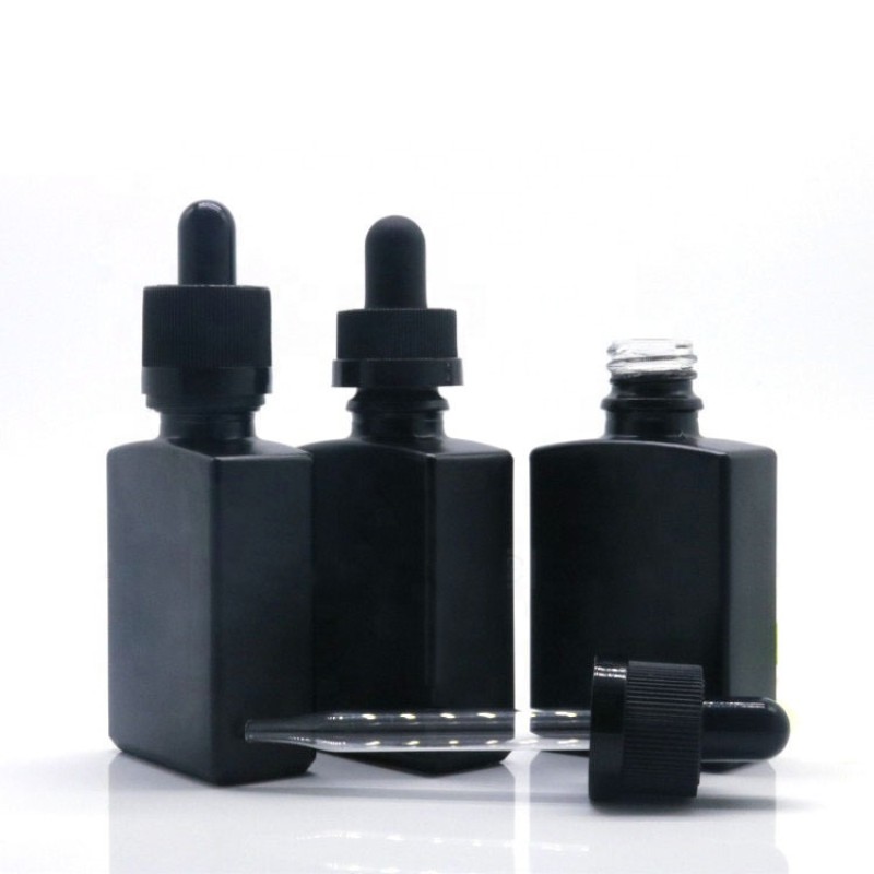 Pipette Bottle Supplier - 30ml Matte Black Childproof Square Cap