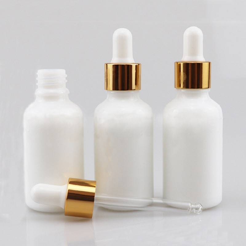 Porcelain Bottle Manufacturer - White Gold Cap 30-100ml Dropper
