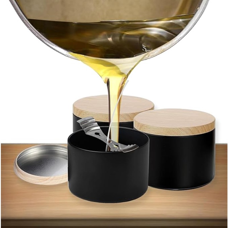 Metal Candle Tin Manufacturer - 4oz Matte Iron Wood Grain Lid