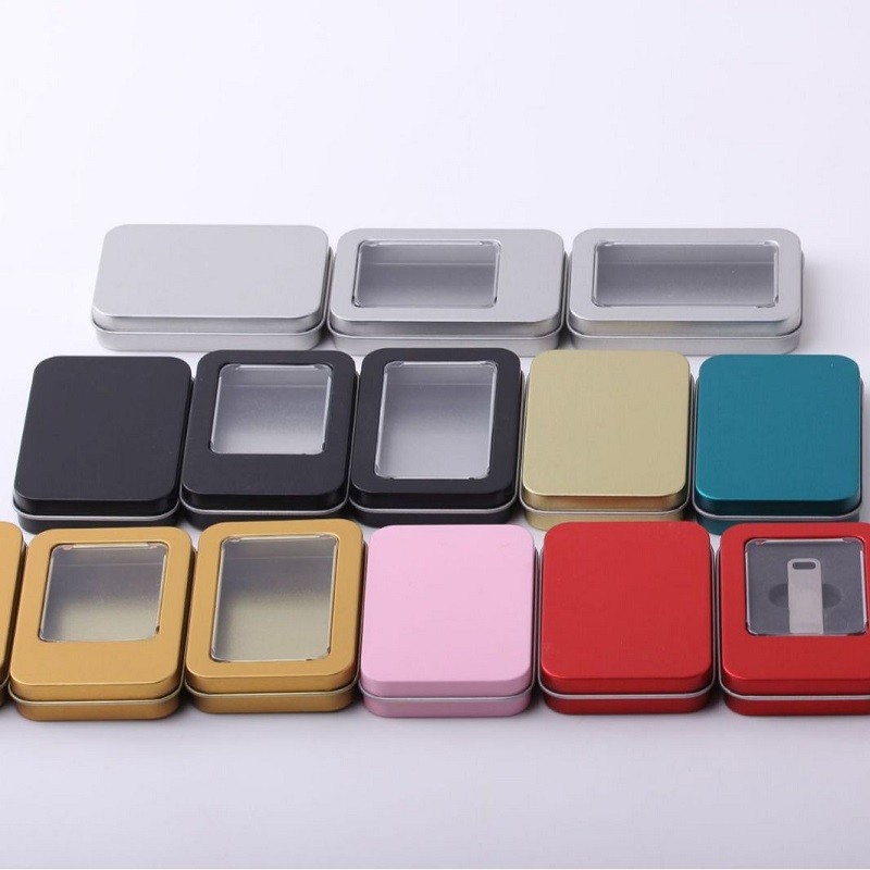 Tinplate Box Factory - Rectangular Frosted Iron Flip Open Window