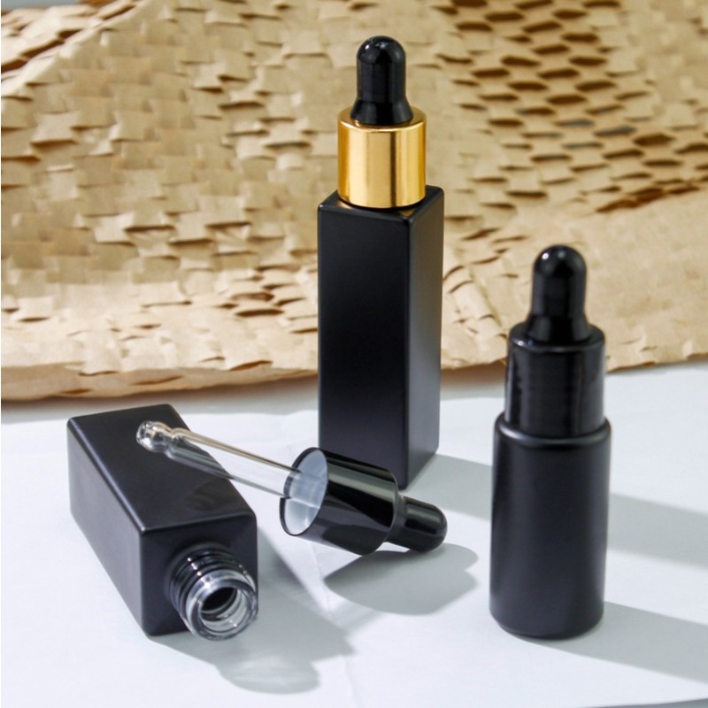 Glass Dropper Manufacturer - 3-15ml Matte Black Square Sample