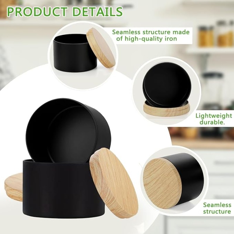 Metal Candle Tin Manufacturer - 4oz Matte Iron Wood Grain Lid