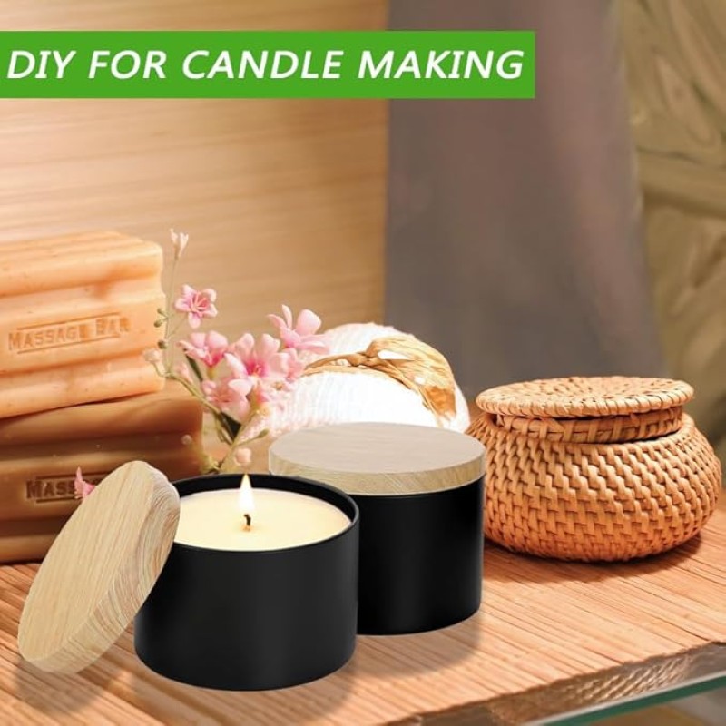 Metal Candle Tin Manufacturer - 4oz Matte Iron Wood Grain Lid