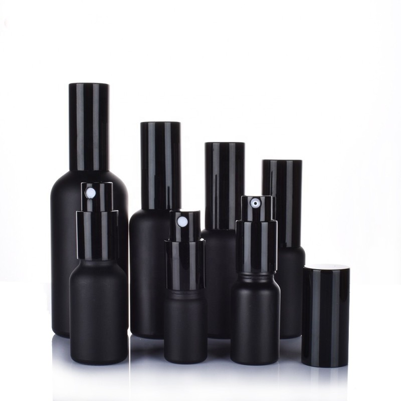 Perfume Bottle Factory - Matte Black Glass Portable Spray Pump