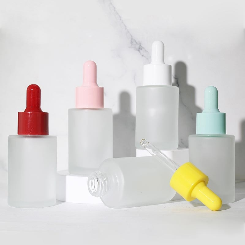 Dropper Bottle Supplier - 20-50ml Frosted Glass Colorful Cap