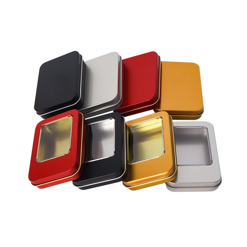 Tinplate Box Factory - Rectangular Frosted Iron Flip Open Window