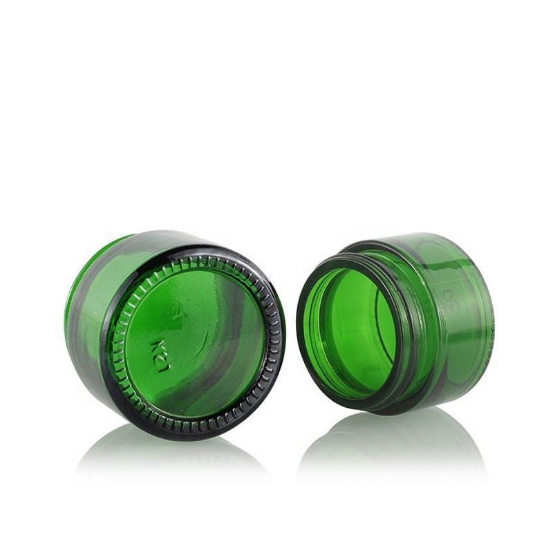 Glass Cosmetic Jar Supplier - Green Luxury White Liner Container