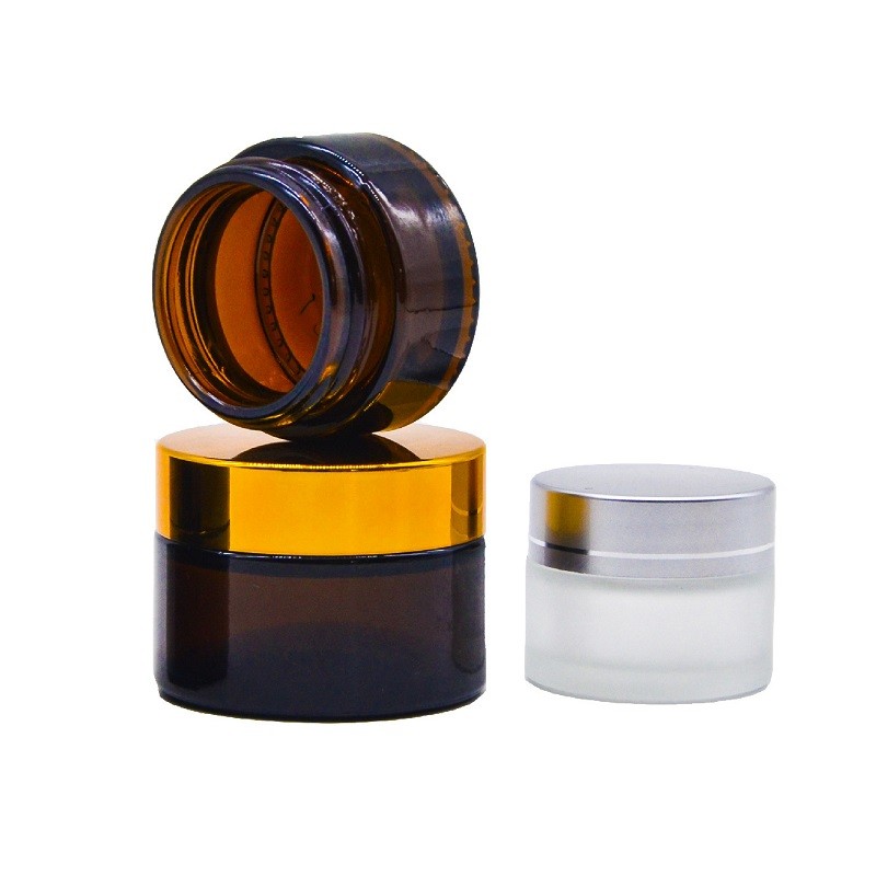 Glass Cosmetic Jar Manufacturer - Amber Round 5-100g Cream Container