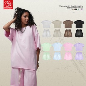 Casual Set Factory - Retro Washed Short-sleeved Suit