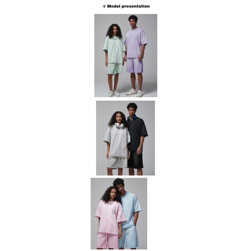 Casual Set Factory - Retro Washed Short-sleeved Suit