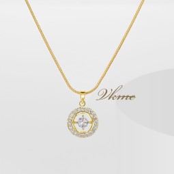 Necklaces Supplier - Custom Gold Plating Micro Pave CZ Round Diamond Bling Bling