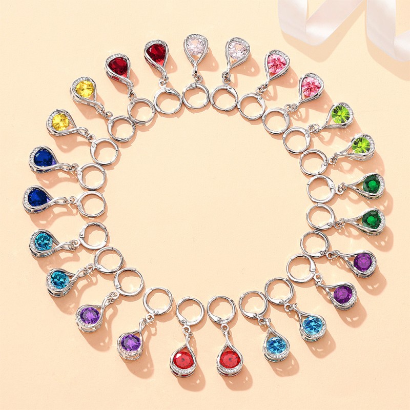 Jewelry Set Supplier - Fashion Colorful Rhinestone Gold Plated Geometric Drop Bride