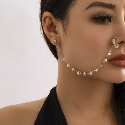 Nose Clip Manufacturer - Punk Pearl Butterfly Tassel Chain Gold-Plated Personalized