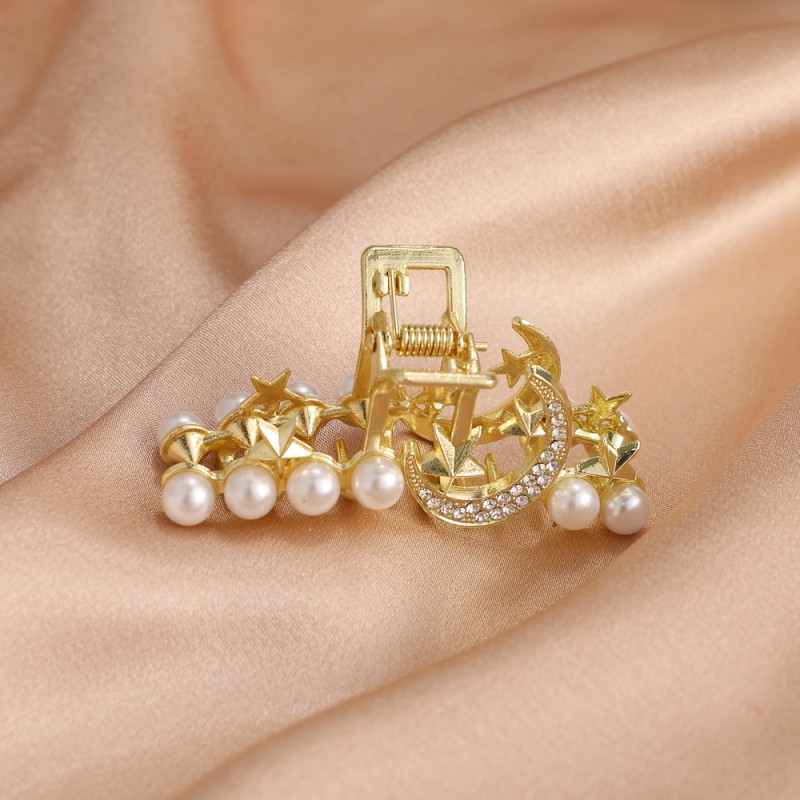 Hair Claw Supplier - Pearl Alloy Rhinestone Geometric Fashion Sweet Crystal Alloy