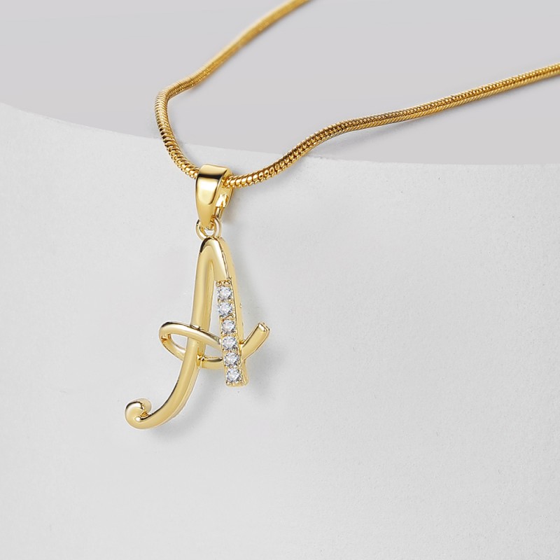Alphabet Necklace Supplier - 18k Gold Plated Initial Letter English Personalized A-Z