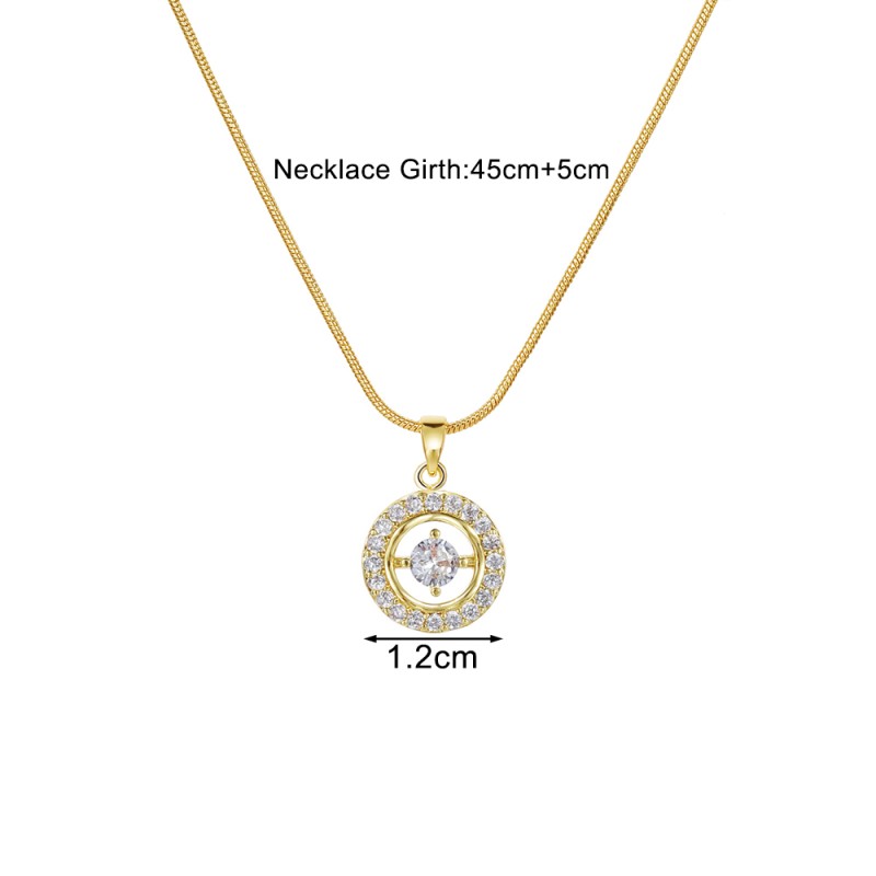 Necklaces Supplier - Custom Gold Plating Micro Pave CZ Round Diamond Bling Bling