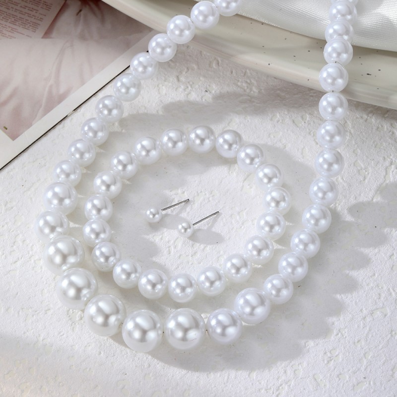 Jewelry Set Manufacturer - 2025 Fashion White Pearl Gold Color Geometric for Women