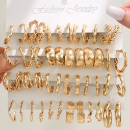 Earrings Set Manufacturer - 2025 24Pcs Twisted Twist C Shape Metal Huggie Hoop