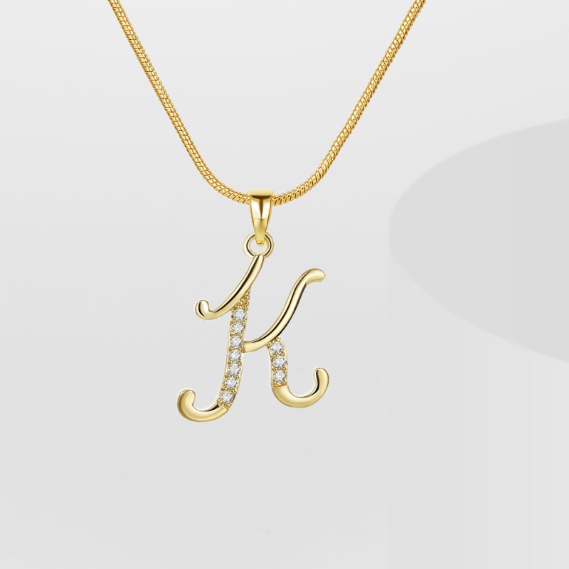 Alphabet Necklace Supplier - 18k Gold Plated Initial Letter English Personalized A-Z