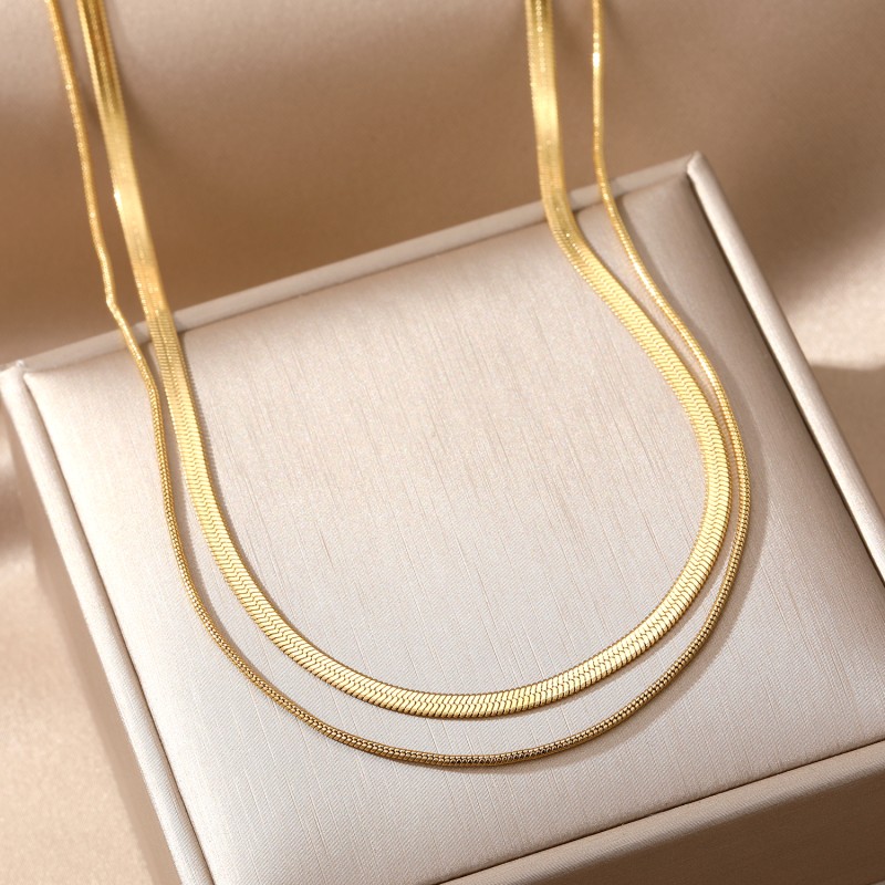 Choker Jewelry Manufacturer - Custom 18K Gold Plated Stainless Steel Double Layered