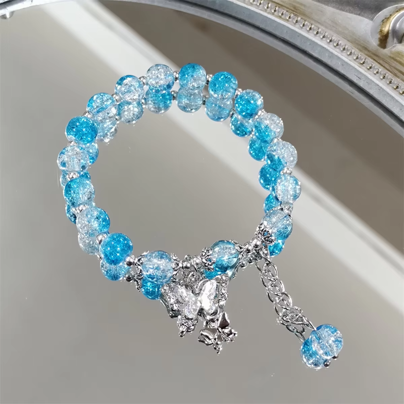 Elastic Bracelet Manufacturer - Hot Selling Bohemian Colorful Butterfly Pendant Glass