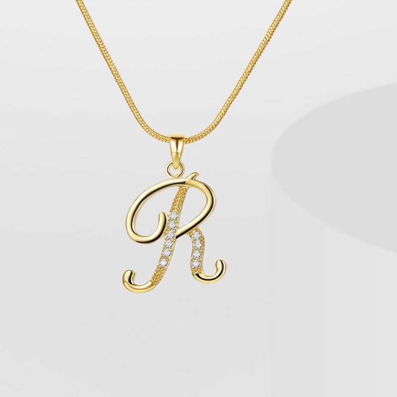 Initial Necklace Factory - High Quality Letter Pendant Copper Gold Plated Opp Bag