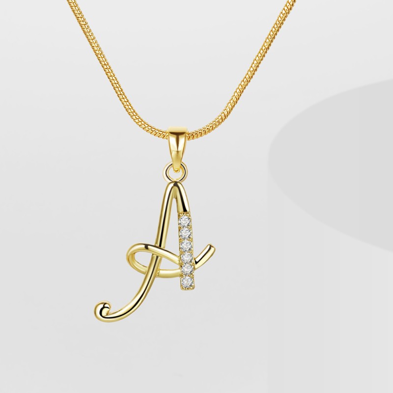 Initial Necklace Factory - High Quality Letter Pendant Copper Gold Plated Opp Bag