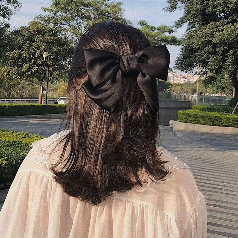 Hair Clips Manufacturer - Satin Bow Large Tails Hair Bow Hairpin Bowknot Hairgrips