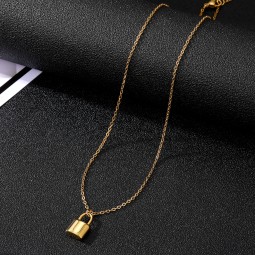 Necklace Factory - High Quality Gold Plated Stainless Steel Mini Lock Pendant