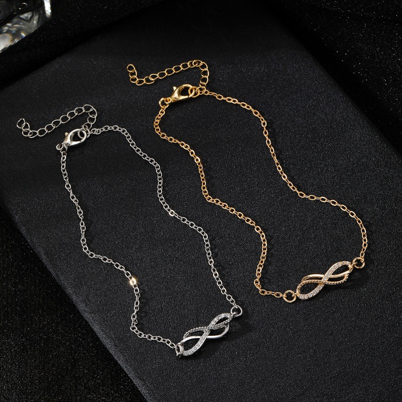 Anklet Manufacturer - 2025 Fashion Gold Plated Zircon Infinity Pattern 8 Number