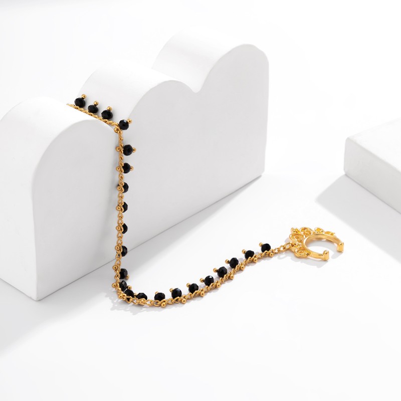 Nose Clip Supplier - Ethnic Style Colorful Crystal Tassel Gold-Plated Geometric