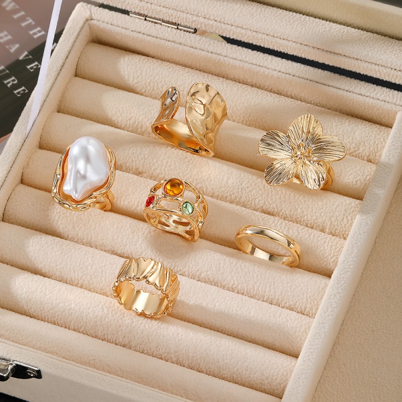 Ring Set Manufacturer - Wholesale Women Lady Finger Jewelry Kit 6pcs Alloy Set