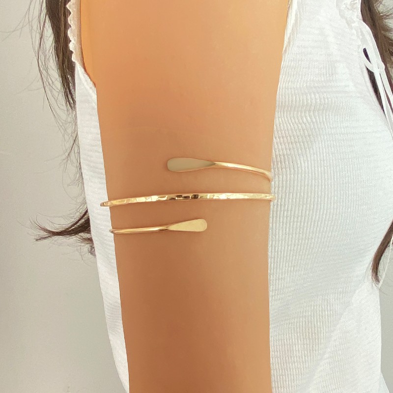 Armband Manufacturer - African Style Crushed Stone Beaded Spiral Line Vintage Gold