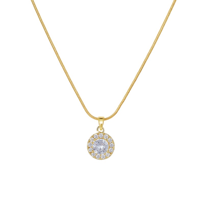 Wedding Pendant Supplier - Crystal Geometric Cubic Zircon Round Necklace Jewelry