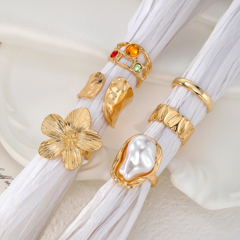 Ring Set Manufacturer - Wholesale Women Lady Finger Jewelry Kit 6pcs Alloy Set