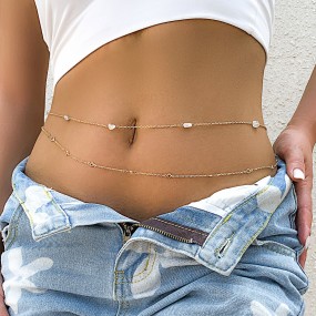 Body Chain Supplier - Versatile Round Bead Geometric Sequin Pendant Double Layered