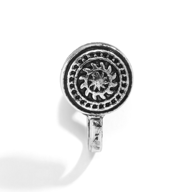 Nose Ring Factory - Bohemian Flower Plate U-Shaped Ethnic Style Silver No-Piercing