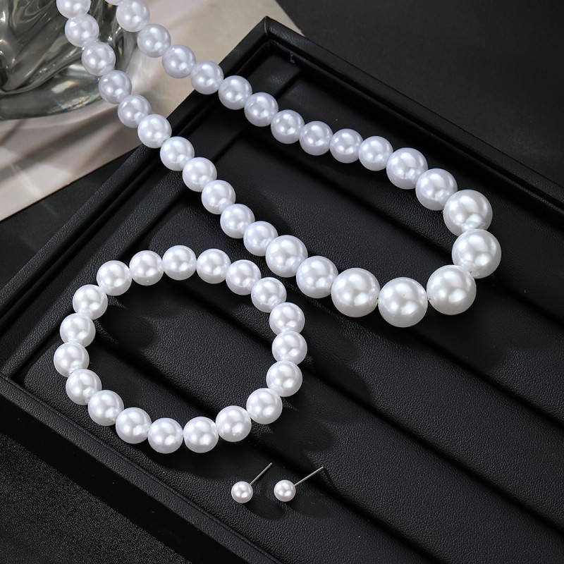 Jewelry Set Manufacturer - 2025 Fashion White Pearl Gold Color Geometric for Women