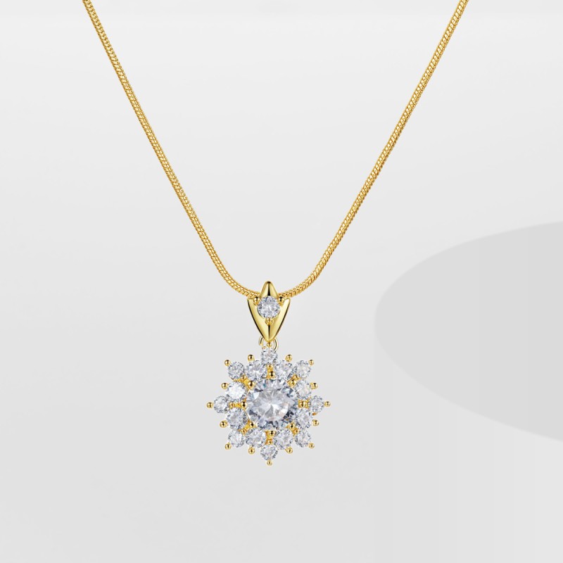 Necklace Manufacturer - Custom Wholesale Christmas Snowflake Copper Zircon Lover Gift