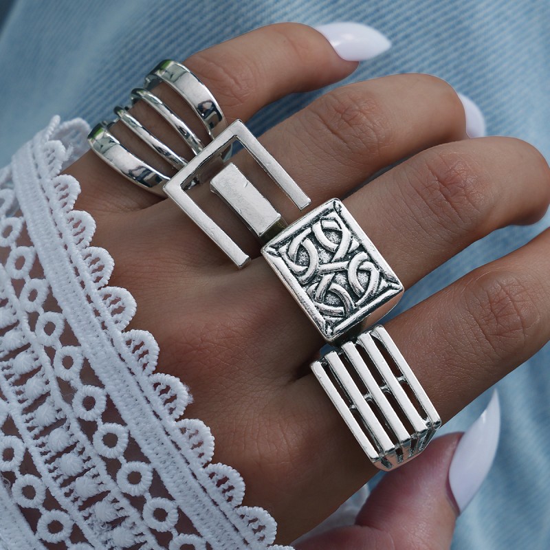 Adjustable Ring Supplier - Fashion Exaggerated Geometry for Women Jewelry