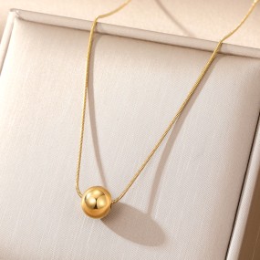 Necklace Supplier - Stainless Steel Women's Single Ball Simple Pendant Clavicle Chain